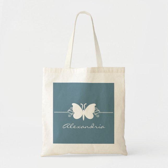 Sac fourre-tout Faded Blue Butterfly Swirls (Devant)