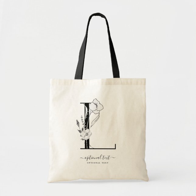 Sac fourre-tout fait sur commande floral à (Devant)