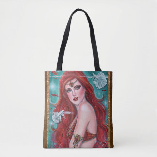 Sac fourre-tout fantaisiste Mermaid rouge par Rene