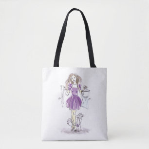 Sac fourre-tout Fashion Woman And Chat Shopping