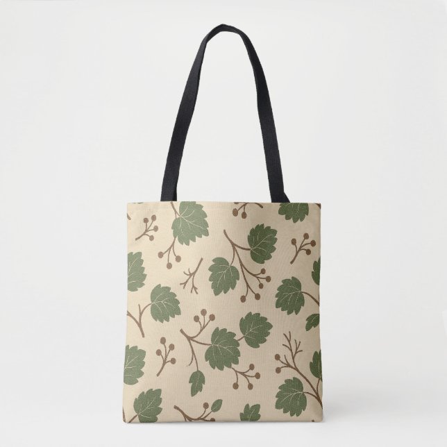 Sac fourre-tout Feuille beige et vert (Devant)