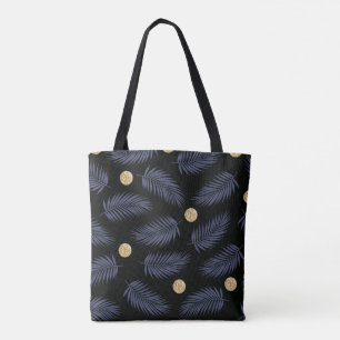 Sac fourre-tout feuilles tropicales noires