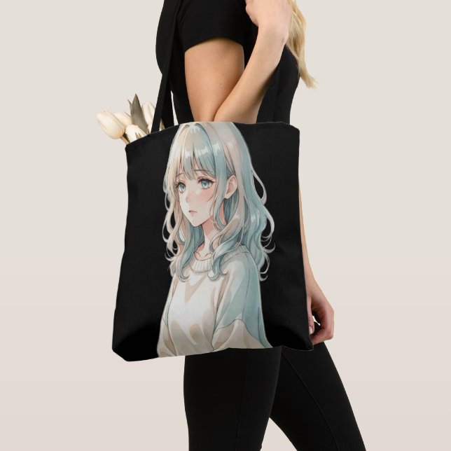 Sac fourre-tout fille anime – Style cheveux bleus (De près)