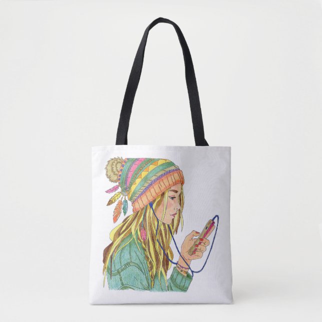 Sac fourre-tout fille chapeau boho (Devant)