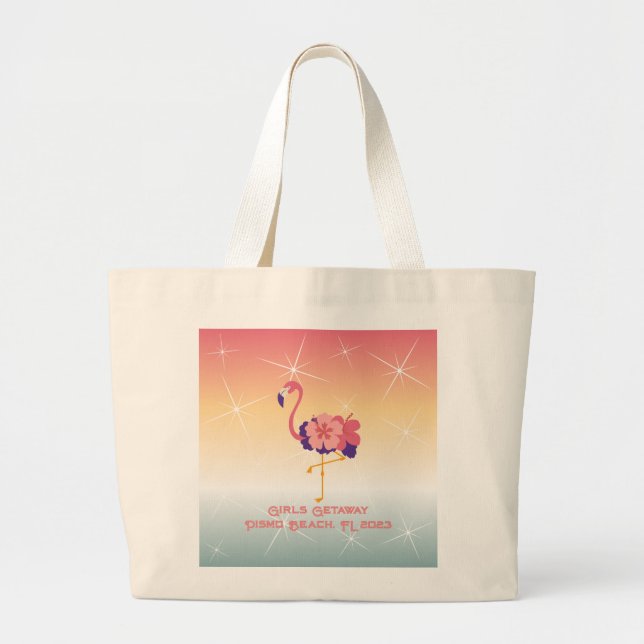 Sac fourre-tout Flamant rose Sunset Texte personna (Devant)