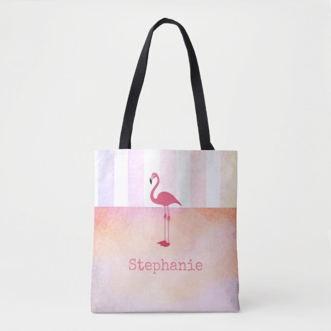 sac fourre-tout flamingo rose personnalisé personn (Devant)