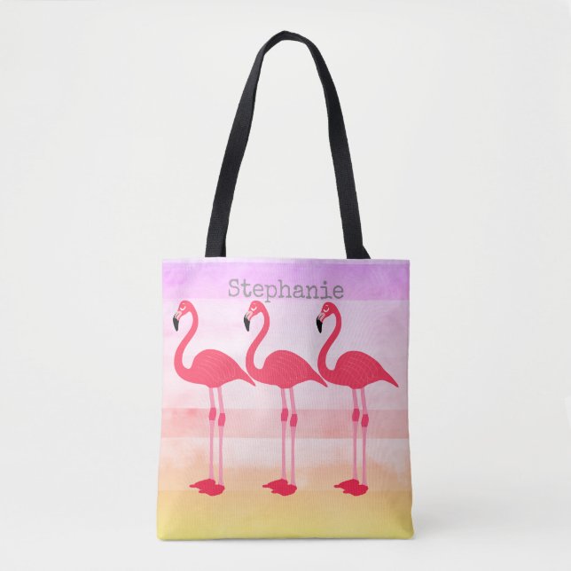 sac fourre-tout flamingo rose personnalisé personn (Devant)
