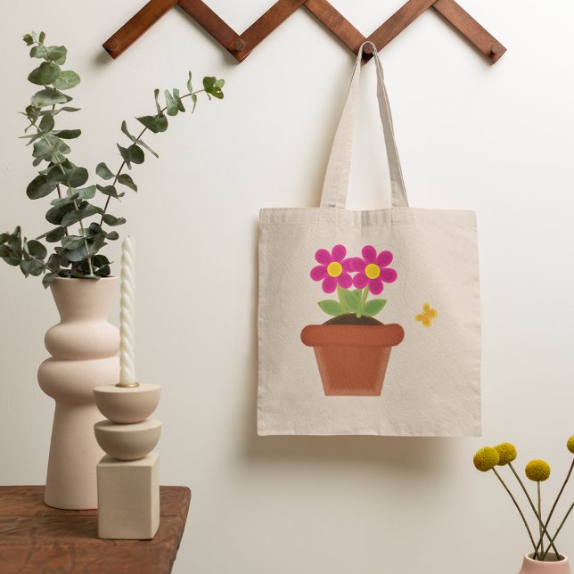Sac fourre-tout Fleur en pot et Papillon (Créateur téléchargé)