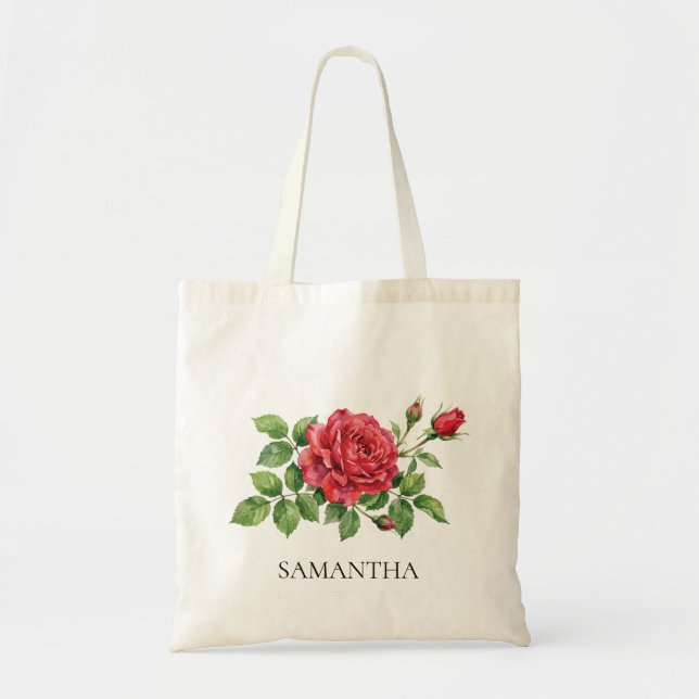 Sac fourre-tout Fleur Rose Aquarelle (Devant)