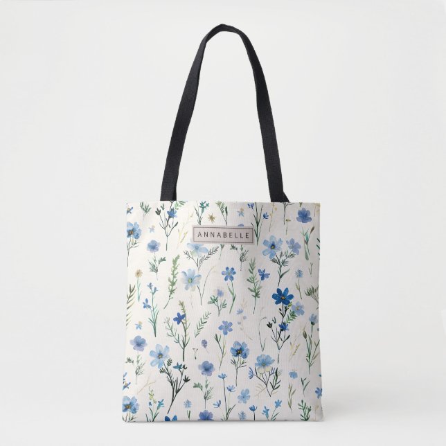 Sac fourre-tout Fleur sauvage chic bleu (Devant)