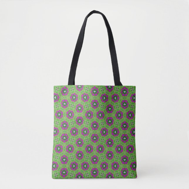 Sac fourre-tout fleur violette vintage (Devant)