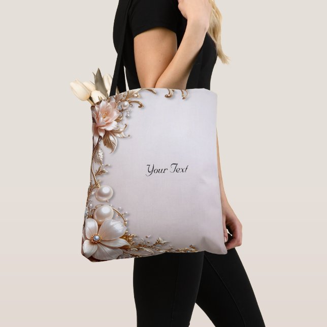 Sac fourre-tout Fleurs roses et blanches douces (De près)