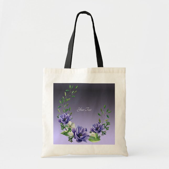 Sac fourre-tout Fleurs violettes aquarelle (Devant)