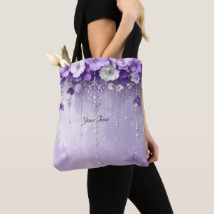 Sac fourre-tout Fleurs violettes avec perles qui p