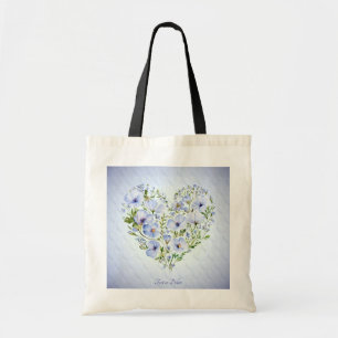 Sac fourre-tout floral à cœur bleu