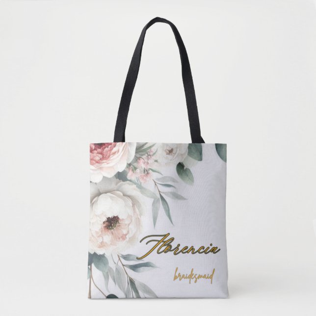 Sac fourre-tout floral à l'aquarelle Eucalyptus &  (Devant)
