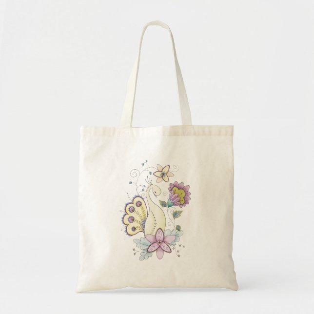 Sac fourre-tout floral à paon (Devant)