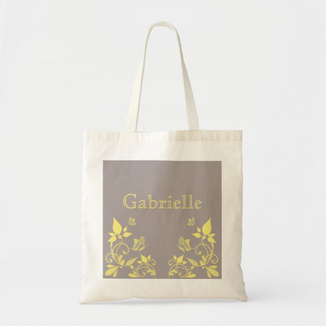 Sac fourre-tout floral à papillon jaune (Devant)
