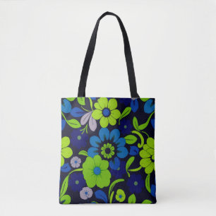 Sac fourre-tout floral bleu et vert