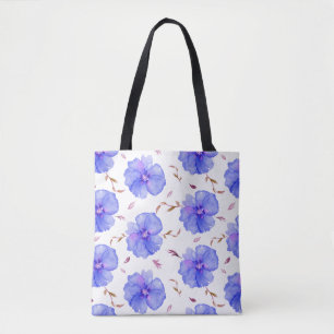 Sac fourre-tout Floral Bleu - Motif Fleur Aquarell