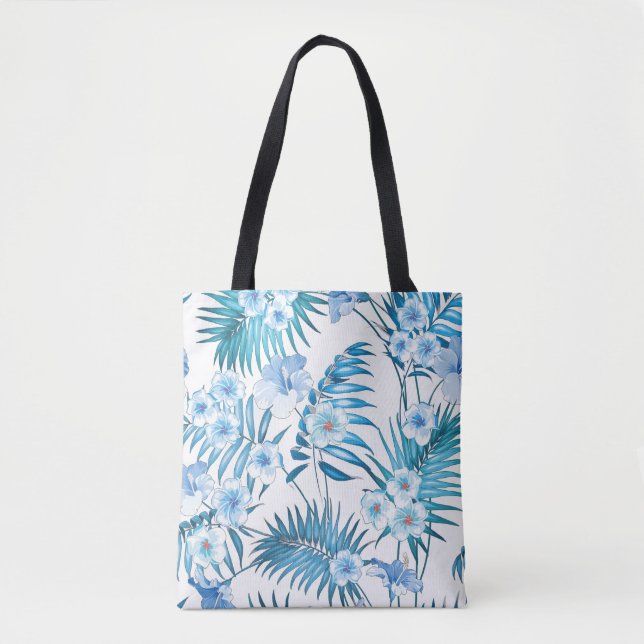 Sac fourre-tout floral bleu tropical (Devant)
