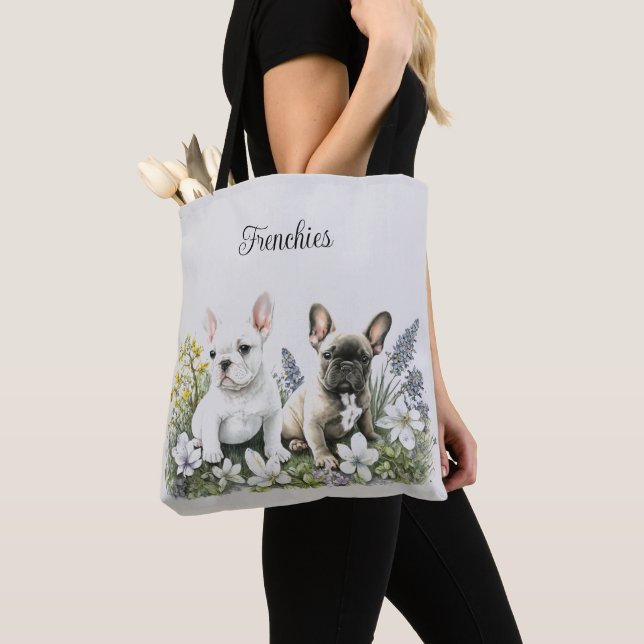 Sac fourre-tout Floral de Chien taureau français (De près)