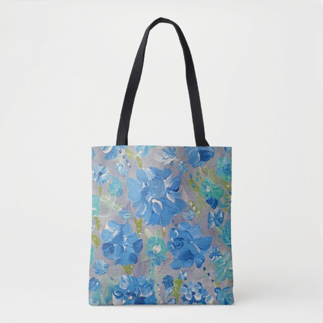 Sac fourre-tout floral de la fête bleue (Devant)