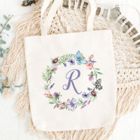 Sac fourre-tout Floral de papillon monogramme