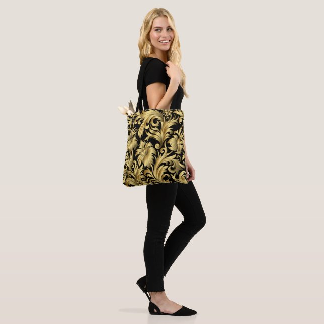 Sac fourre-tout Floral d'or (Sur le modèle)