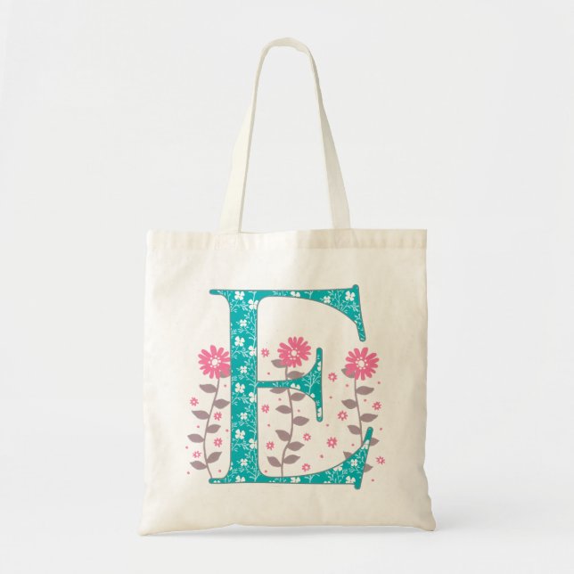 Sac fourre-tout Floral 'E' Monogramme (Devant)