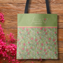 Sac fourre-tout floral élégant – Nom personnalisé