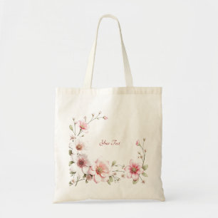 Sac fourre-tout floral élégant rose blanc