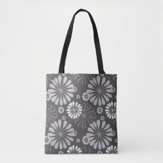 sac fourre-tout floral gris