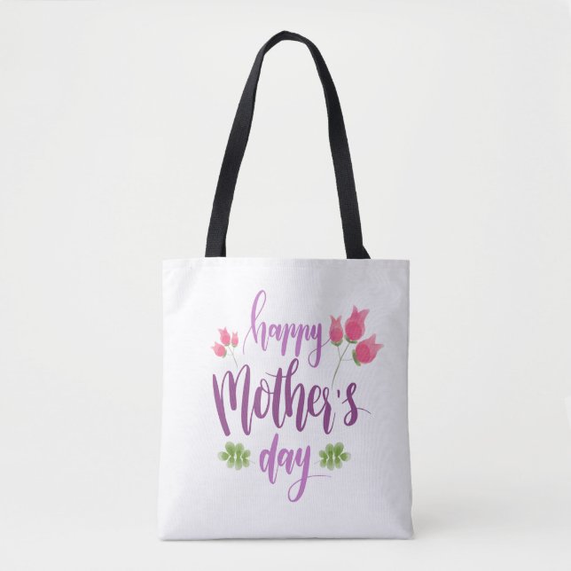 Sac fourre-tout floral heureux simple au jour de (Devant)