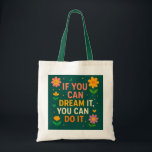 Sac fourre-tout Floral Inspirationnel - "Si vous p<br><div class="desc">Éclairez votre journée et augmentez votre motivation avec ce charmant sac fourre-tout floral avec la citation, "Si vous pouvez rêver, vous pouvez le faire." Avec ses fleurs colorées et sa typographie audacieuse sur un arrière - plan vert foncé, ce sac est parfait pour les rêveurs, les acteurs, et tous ceux...</div>