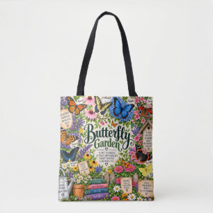 Sac fourre-tout floral jardin de papillons nature