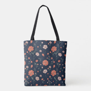 Sac fourre-tout floral marine foncé