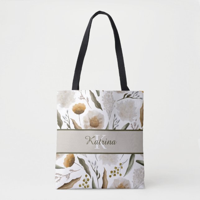 Sac fourre-tout floral monogramme (Devant)
