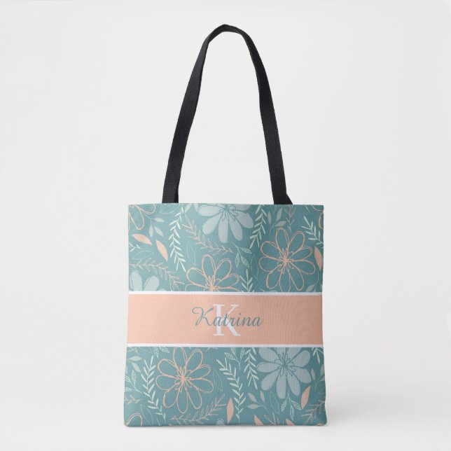 Sac fourre-tout floral monogrammé (Devant)