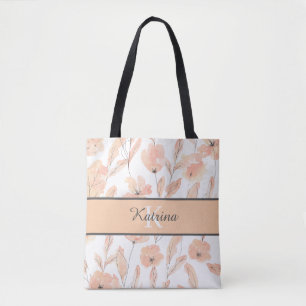 Sac fourre-tout floral monogramme de la Pêche