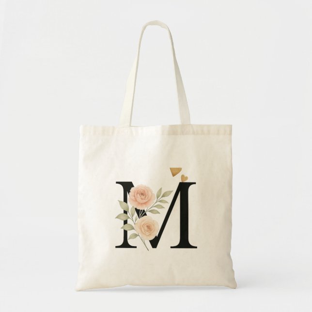 Sac fourre-tout Floral Monogramme - Lettre M (Devant)
