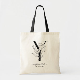 Sac fourre-tout Floral Monogramme - Lettre simple 