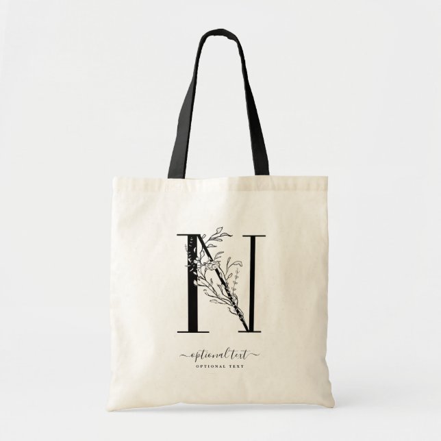 Sac fourre-tout Floral Monogramme - Lettre simple  (Devant)