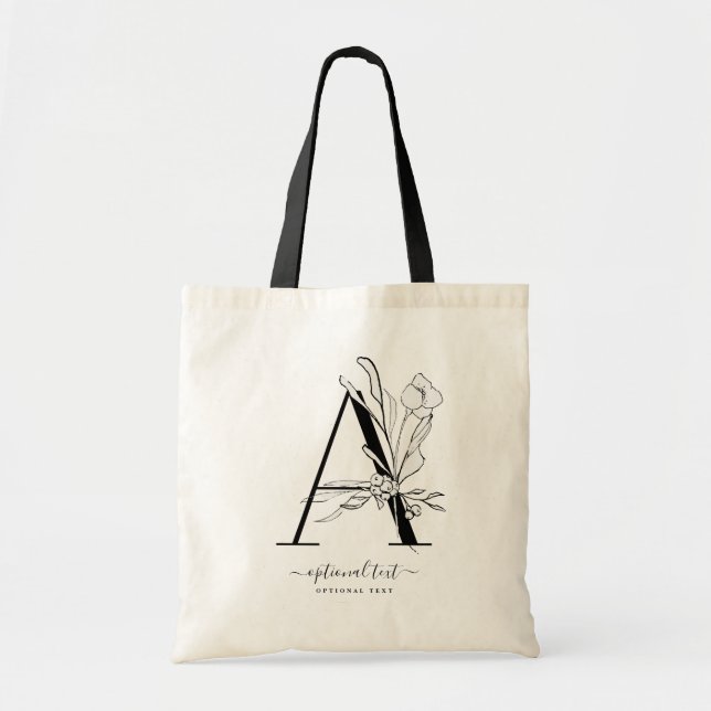 Sac fourre-tout Floral Monogramme - Lettre simple  (Devant)