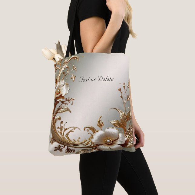 Sac fourre-tout floral or (De près)