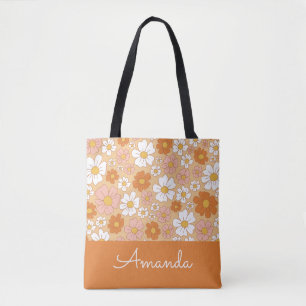 Sac fourre-tout Floral orange et blanc