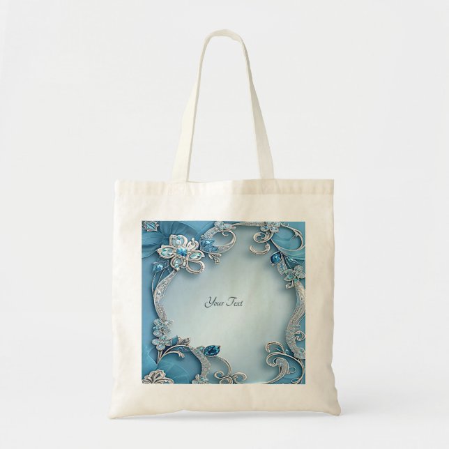 Sac fourre-tout Floral Orné Bleu (Devant)
