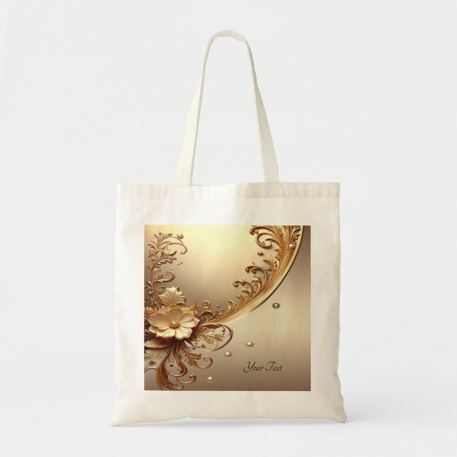Sac fourre-tout floral orné doré (Devant)