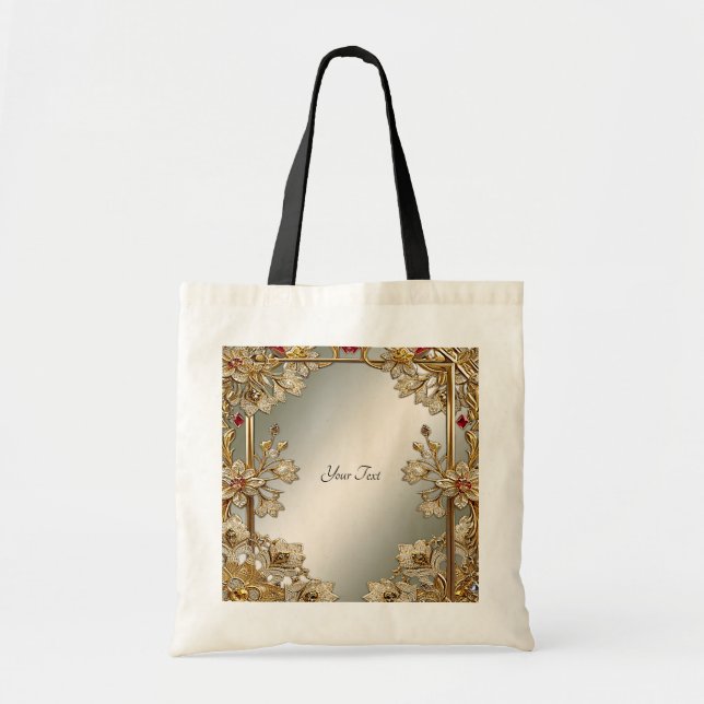 Sac fourre-tout floral orné doré (Devant)