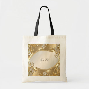 Sac fourre-tout floral orné en or